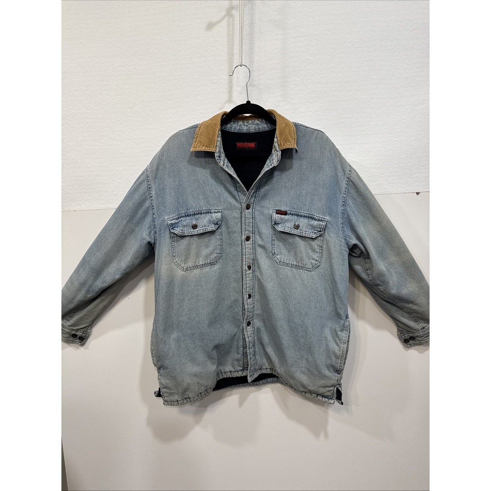 Wolverine Men's Distressed Lined Jean‎ Jacket Shirt Size: Fits Like A L Or XL - Picture 2 of 16